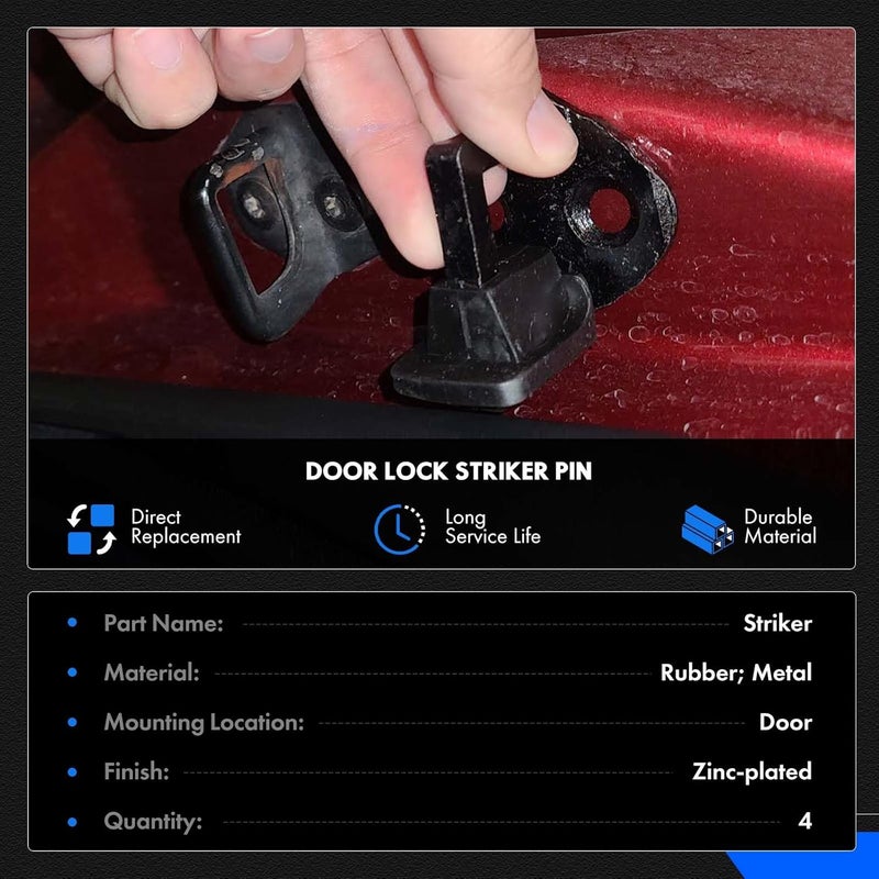 RHAOCZIYAUTO Door Lock Striker Pin w/Bolt Fit for Ford F150 F250 F350 1999-2016 Single Cab or Crew Cab - Latch Mechani Replace# 9L3Z-1522008-A 9L3Z1522008A - 4PCS - Image 5